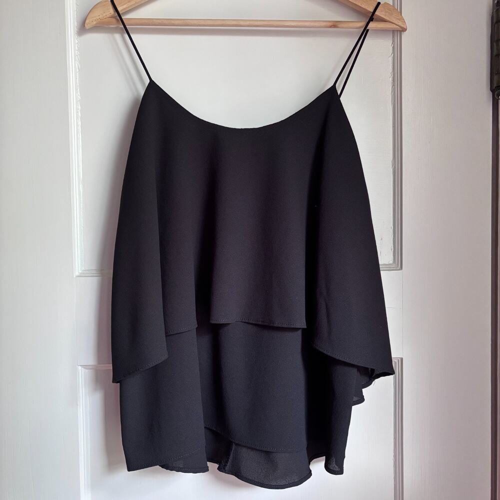 Paper Crane Black Tiered Ruffle Crop Tank Top Size‎ Large